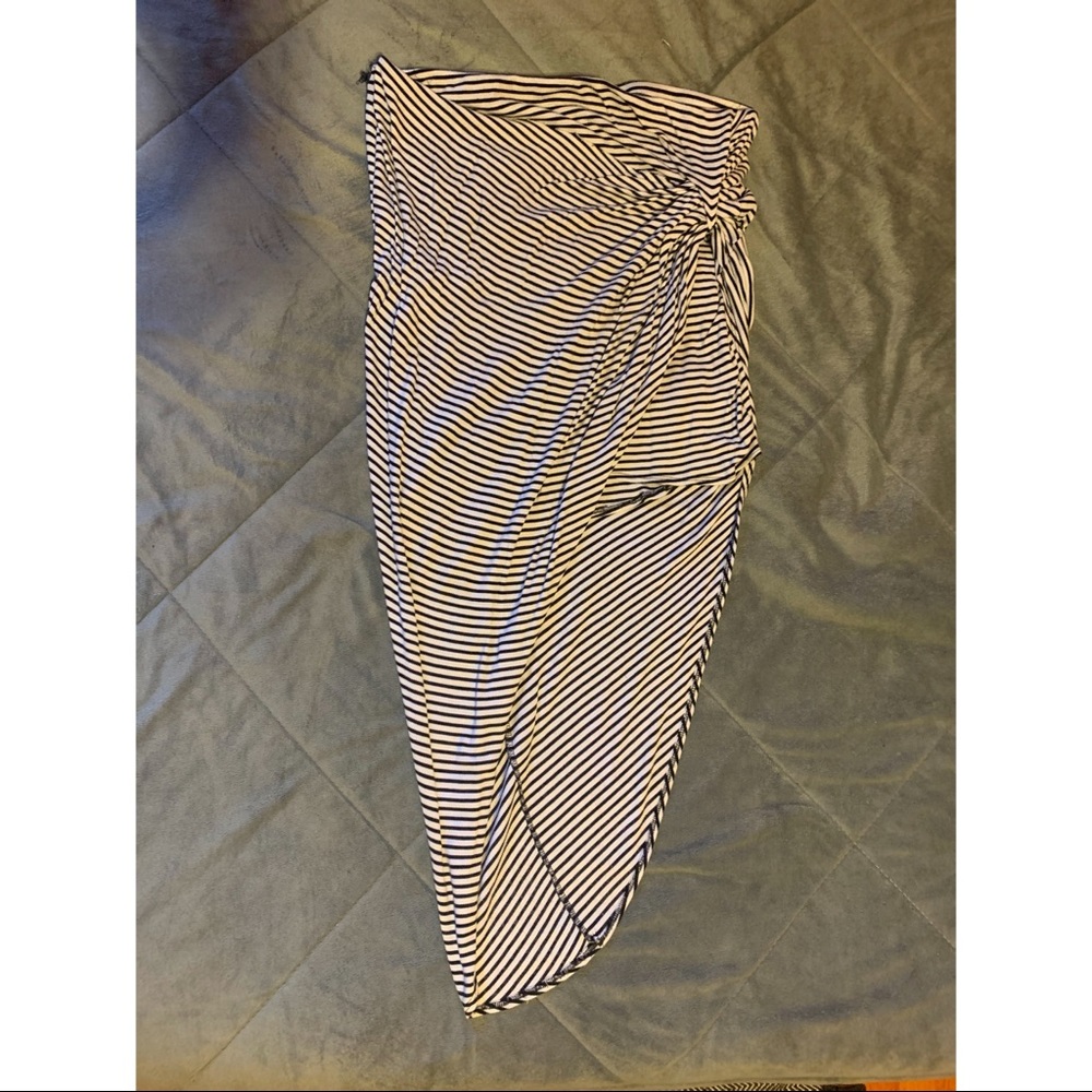 Black and white striped maxi skirt